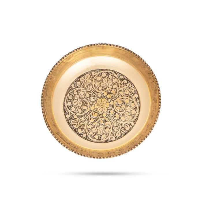 Cutting Plate with Base - 2.25 x 5.5 Inches | Brass Plate/ Pooja Thali for Rituals & Offerings