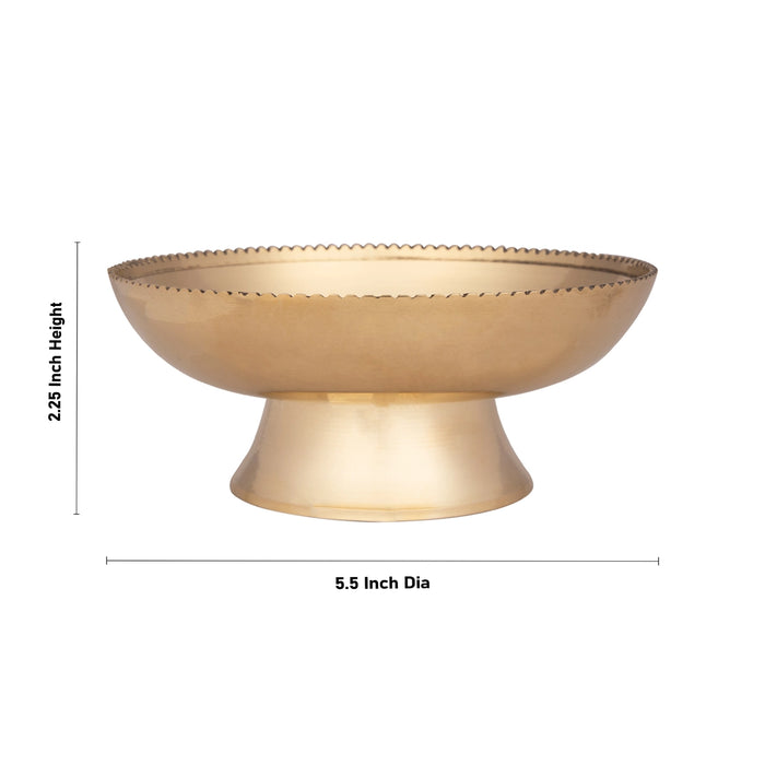 Cutting Plate with Base - 2.25 x 5.5 Inches | Brass Plate/ Pooja Thali for Rituals & Offerings