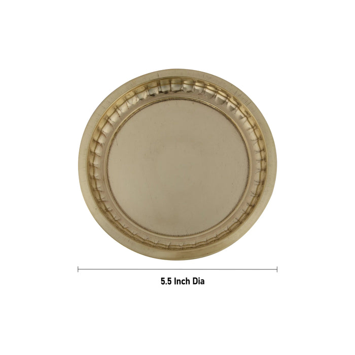 Brass Plate - 0.5 x 5.5 Inches | Small Plate/ Pooja Thali Plate/ Sargam Design Pooja Plate for Home