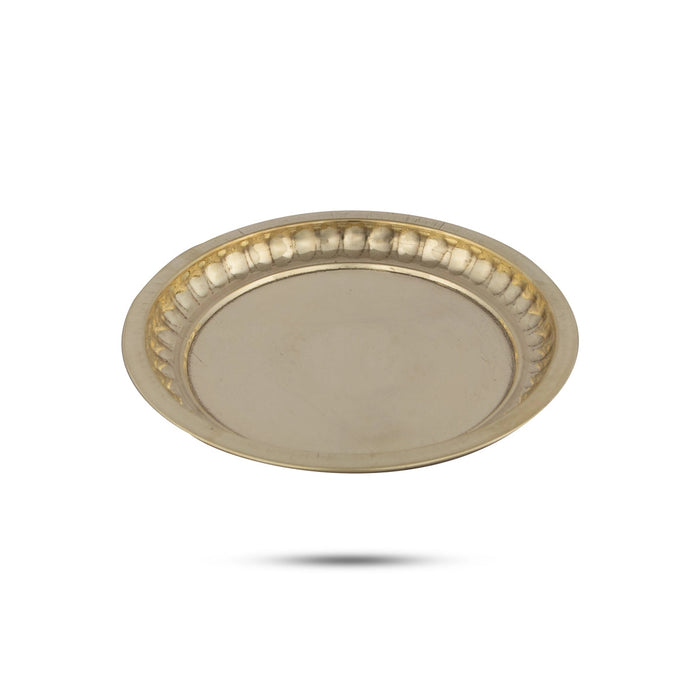 Brass Plate - 0.5 x 6.5 Inches | Small Plate/ Pooja Thali Plate/ Sargam Design Pooja Plate for Home