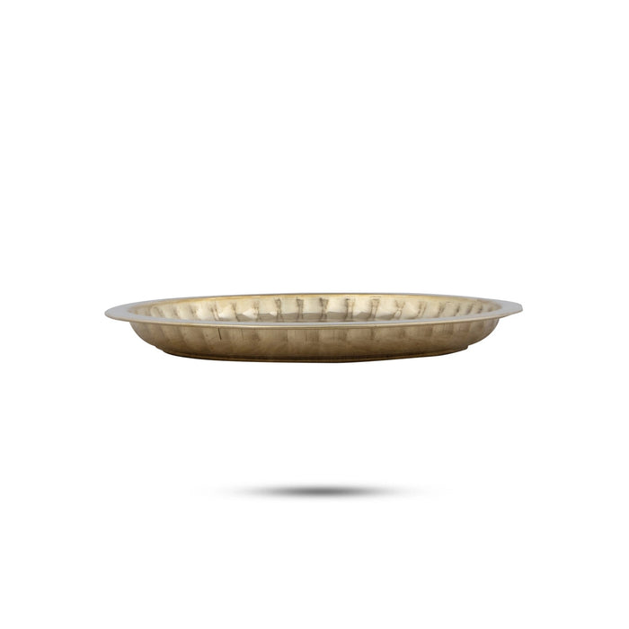Brass Plate - 0.5 x 6.5 Inches | Small Plate/ Pooja Thali Plate/ Sargam Design Pooja Plate for Home