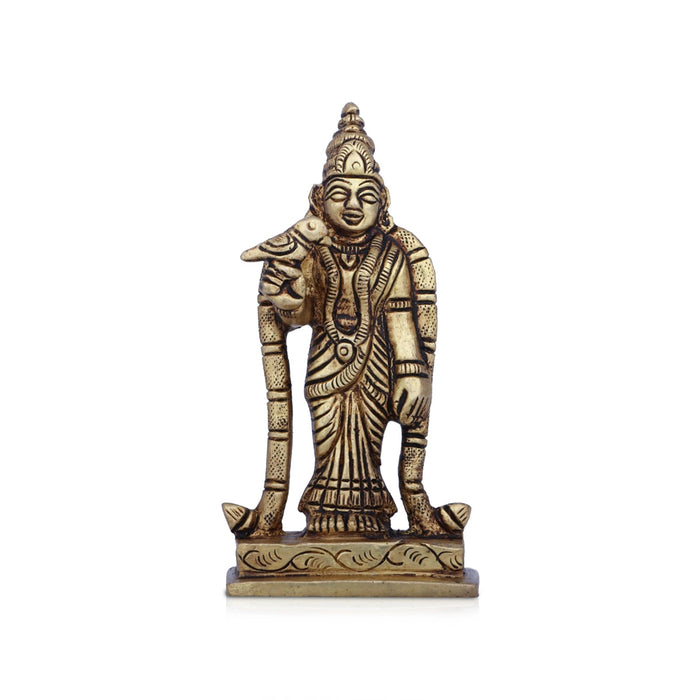 Meenakshi Amman Statue - 3.75 X 2 Inches | Meenakshi Amman Idol/ Antique Brass Idol For Pooja & Home Décor