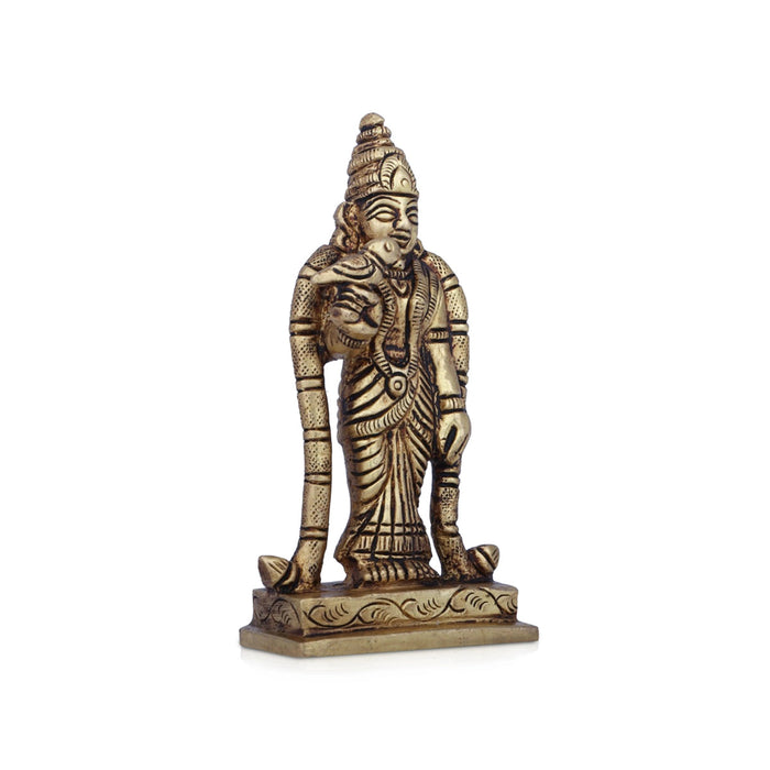 Meenakshi Amman Statue - 3.75 X 2 Inches | Meenakshi Amman Idol/ Antique Brass Idol For Pooja & Home Décor