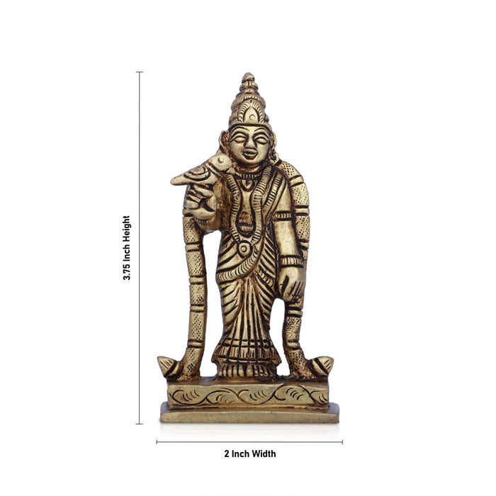 Meenakshi Amman Statue - 3.75 X 2 Inches | Meenakshi Amman Idol/ Antique Brass Idol For Pooja & Home Décor