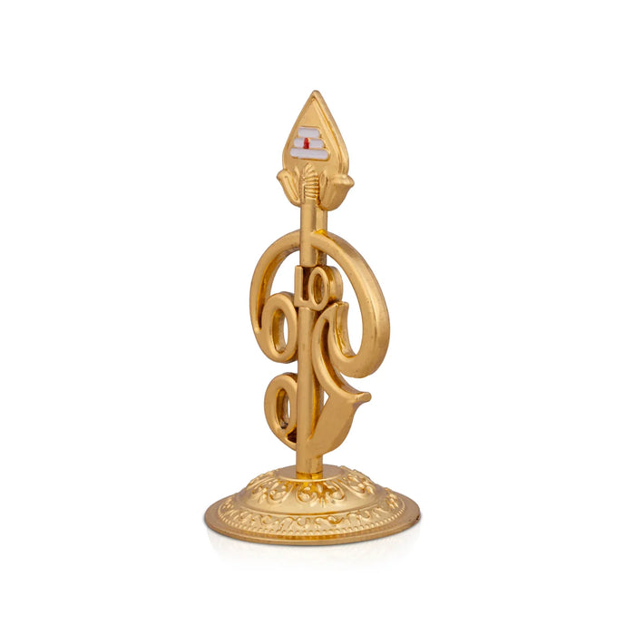 Om Statue with Base - 3.5 Inches | Zinc Murugan Vel/ Om Idol for Pooja