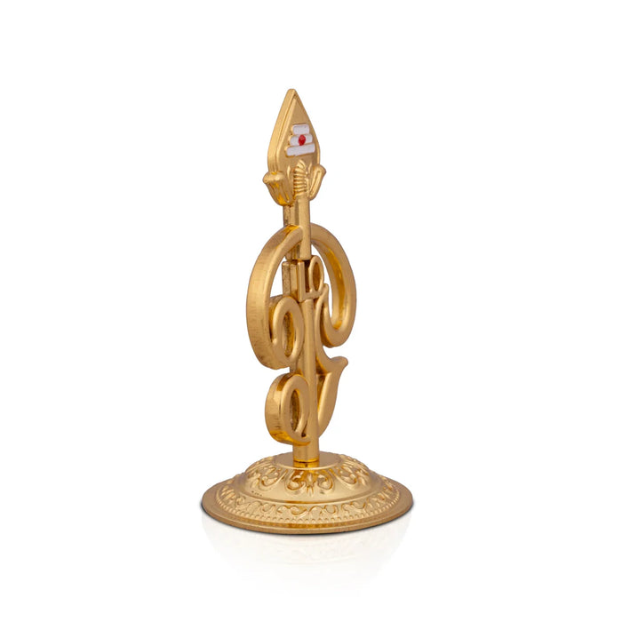 Om Statue with Base - 3.5 Inches | Zinc Murugan Vel/ Om Idol for Pooja