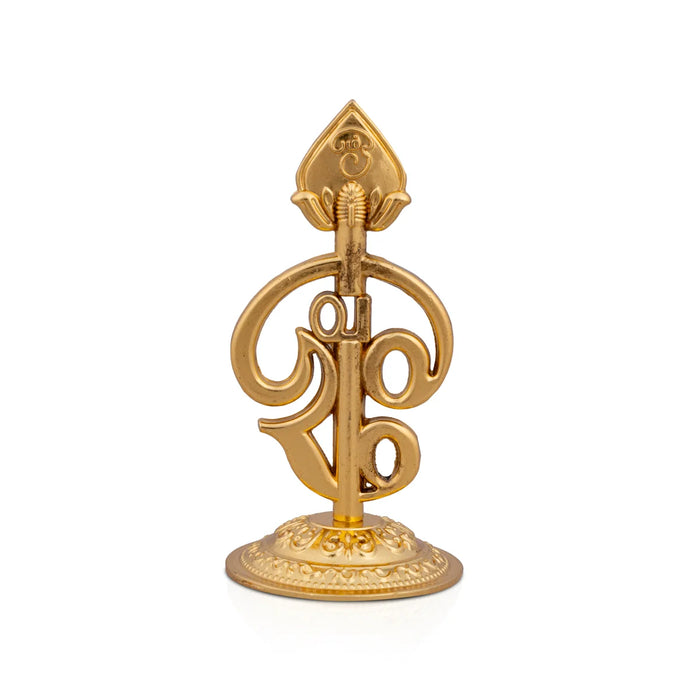 Om Statue with Base - 3.5 Inches | Zinc Murugan Vel/ Om Idol for Pooja