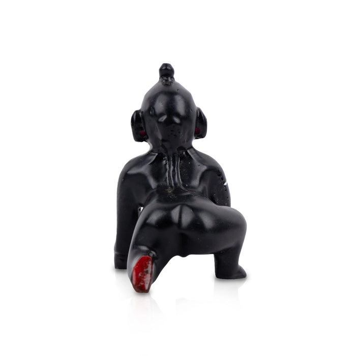 Crawling Krishna Statue - 3 x 2.75 Inches | Brass Idol/ Painted Laddu Gopal Murti for Pooja