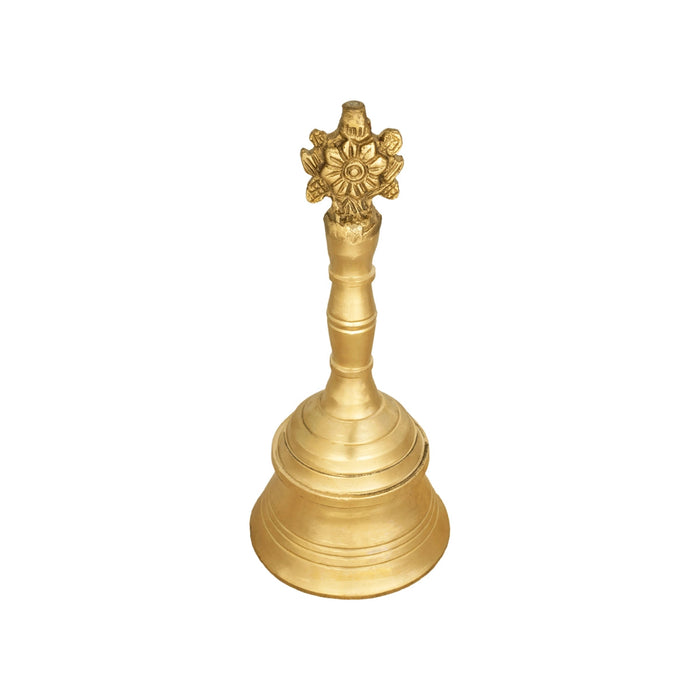 Hand Bell - 6 X 2.5 Inches | Shank Chakra Design Pooja Bell/ Brass Bell For Home