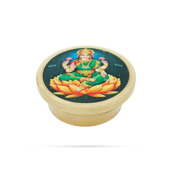 Lakshmi Murti Design Kumkum Box - 0.5 x 2 Inches | Brass Kumkum Bharani/ Sindoor Pot for Women