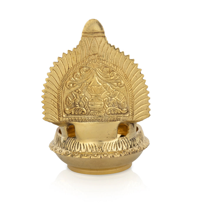 Shanku Chakra Namam Design Kubera Vilakku - 5.5 x 4 Inches | Brass Lamp/ Kuber Kamakshi Deepam for Pooja