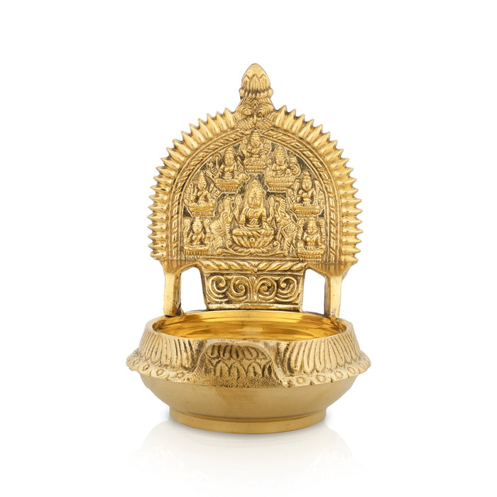Ashtalakshmi Design Kubera Vilakku - 5.5 x 4 Inches | Kuber Laxmi Kamakshi Deepam/ Brass Lamp for Pooja