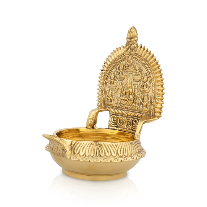 Ashtalakshmi Design Kubera Vilakku - 5.5 x 4 Inches | Kuber Laxmi Kamakshi Deepam/ Brass Lamp for Pooja