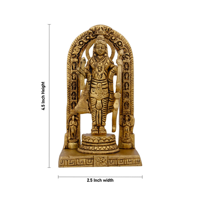 Ayodhya Rama Idol - 4.5 x 2.5 Inches | Antique Brass Idol/ Ayodhya Ramar Statue for Pooja
