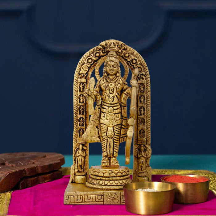 Ayodhya Rama Idol - 4.5 x 2.5 Inches | Antique Brass Idol/ Ayodhya Ramar Statue for Pooja