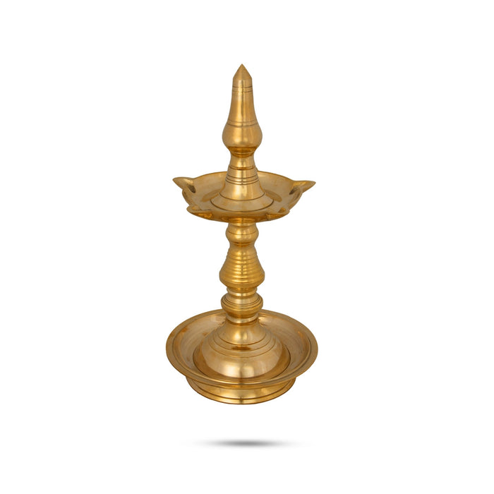 Kerala Lamp - 12 X 5.5 Inches | Brass Nilavilakku/ Brass Kuthu Vilakku/ Brass Deepam For Pooja