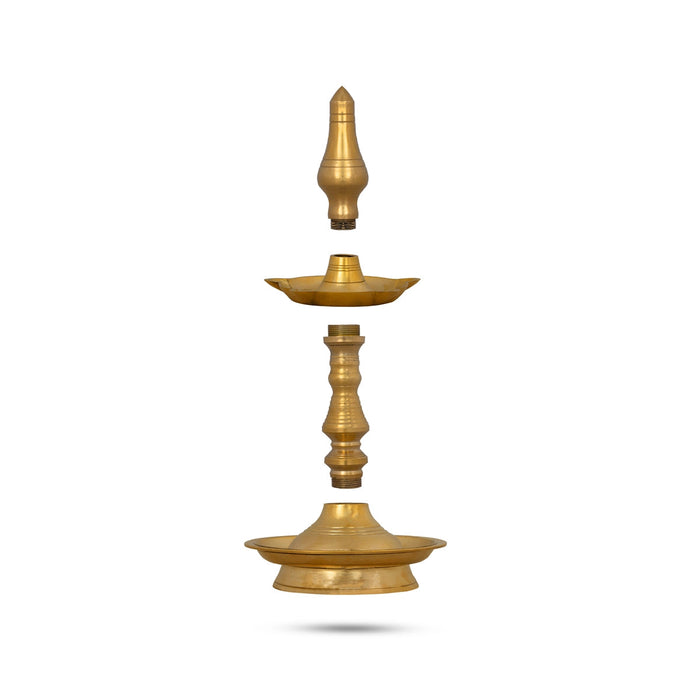 Kerala Lamp - 12 X 5.5 Inches | Brass Nilavilakku/ Brass Kuthu Vilakku/ Brass Deepam For Pooja