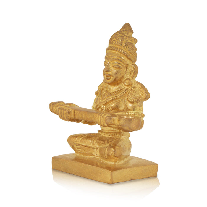 Annapurna Devi Sitting On Base - 2.5 x 2.5 Inches | Brass Idol/ Annapoorani Statue/ Annapurna Murti for Pooja