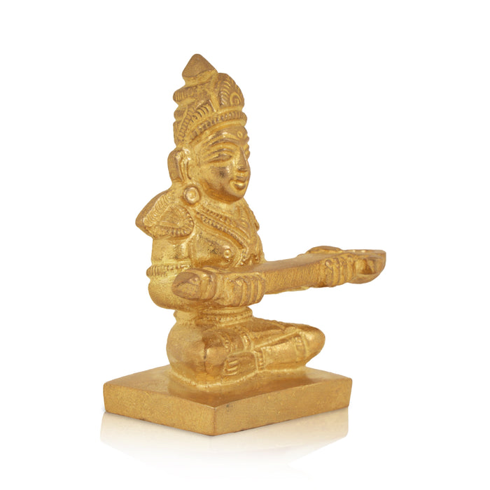 Annapurna Devi Sitting On Base - 2.5 x 2.5 Inches | Brass Idol/ Annapoorani Statue/ Annapurna Murti for Pooja