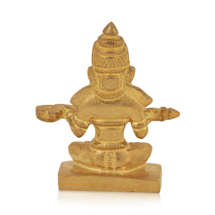 Annapurna Devi Sitting On Base - 2.5 x 2.5 Inches | Brass Idol/ Annapoorani Statue/ Annapurna Murti for Pooja