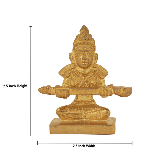 Annapurna Devi Sitting On Base - 2.5 x 2.5 Inches | Brass Idol/ Annapoorani Statue/ Annapurna Murti for Pooja