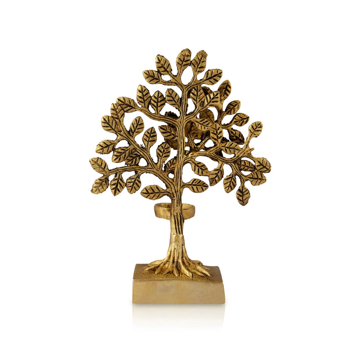 Tree With Tealight Candle Holder - 8 x 6 Inches | Antique Brass T Light Holder/ Tea Light Holder for Home