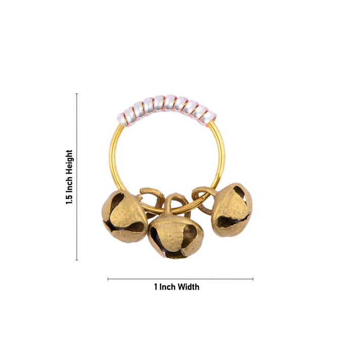 Ghungroo Design Key Chain - 1.5 x 1 Inches | Key Holder/ Brass Key Ring for Car & Bike