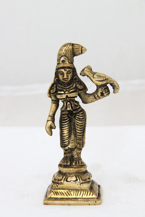 Andal Idol - 3.5 x 1.25 Inches | Antique Brass Statue/ Goda Devi Statue for Pooja/ 120 Gms Approx