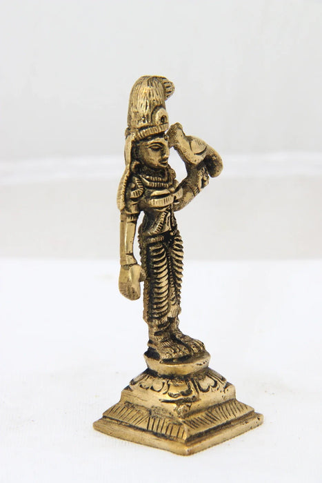 Andal Idol - 3.5 x 1.25 Inches | Antique Brass Statue/ Goda Devi Statue for Pooja/ 120 Gms Approx