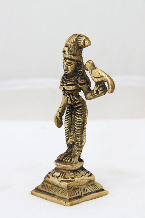 Andal Idol - 3.5 x 1.25 Inches | Antique Brass Statue/ Goda Devi Statue for Pooja/ 120 Gms Approx