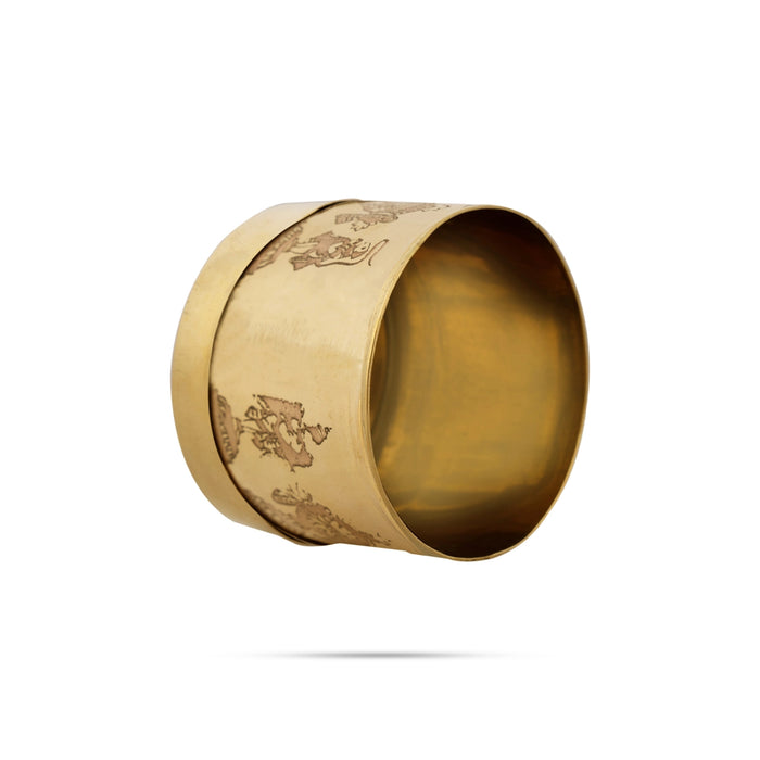 Brass Padi - 2.5 x 2.5 Inches | Shankh Chakra Namam Design Idangazhi/ Brass Para/ Changazhi for Home