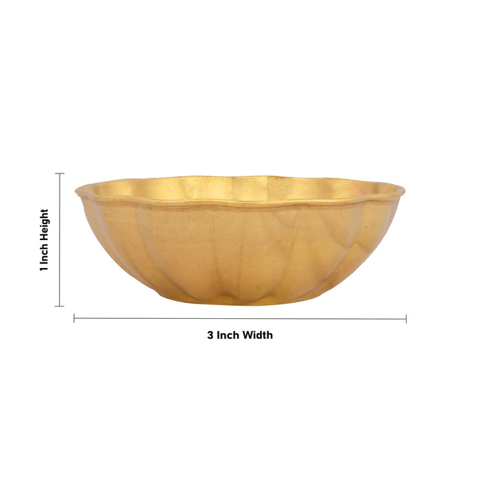 Brass Bowl - 1 x 3 Inches | Designed Pooja Bowl/ Brass Cup/ Small Bowl For Pooja Offerings