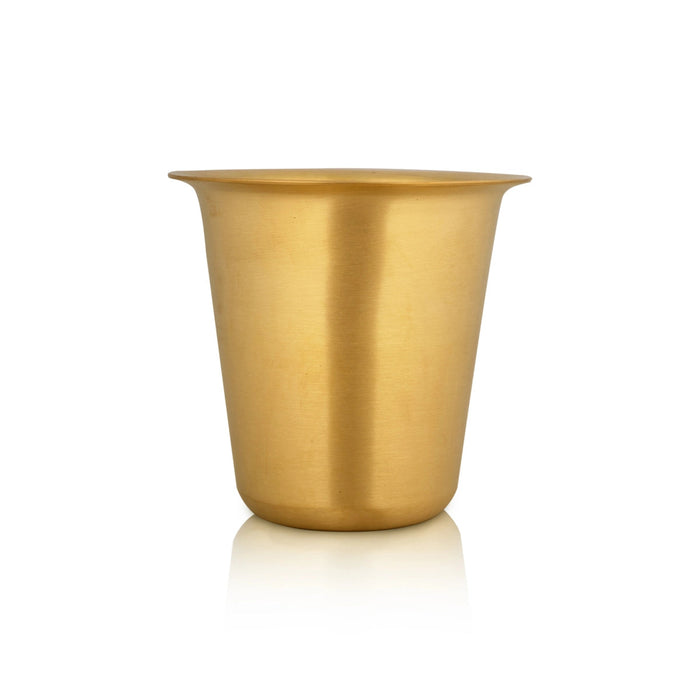 Brass Coffee Dabara Set - 3 x 4 Inches | Mat Finish Coffee Dabra Set/ Brass Davara Tumbler for Home