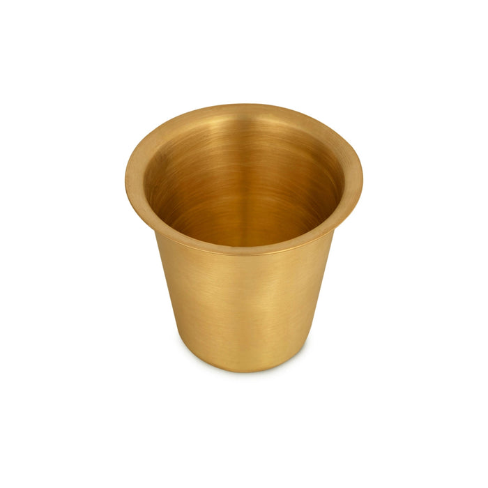 Brass Coffee Dabara Set - 3 x 4 Inches | Mat Finish Coffee Dabra Set/ Brass Davara Tumbler for Home