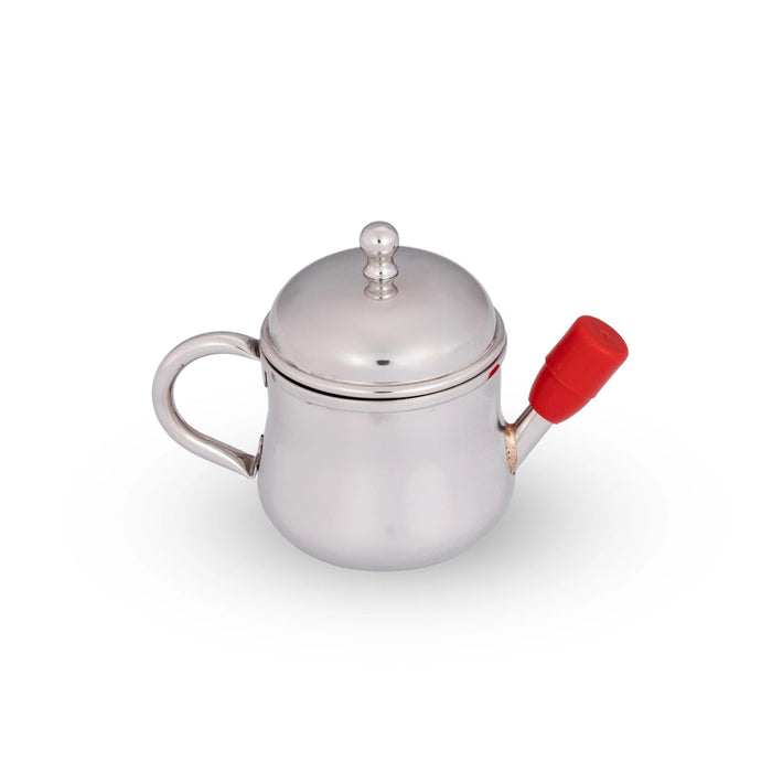 Oil Pot With Handle - 3.5 x 5 Inches | Stainless Steel Oil Pot With Lid/ Tea Pot for Home/ 95 Gms Approx