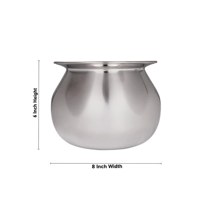 Pot with Lid - 6 x 8 Inches | Cooking Pot/ Dal Handi/ Stainless Steel Pot for Home/ 775 Gms Approx