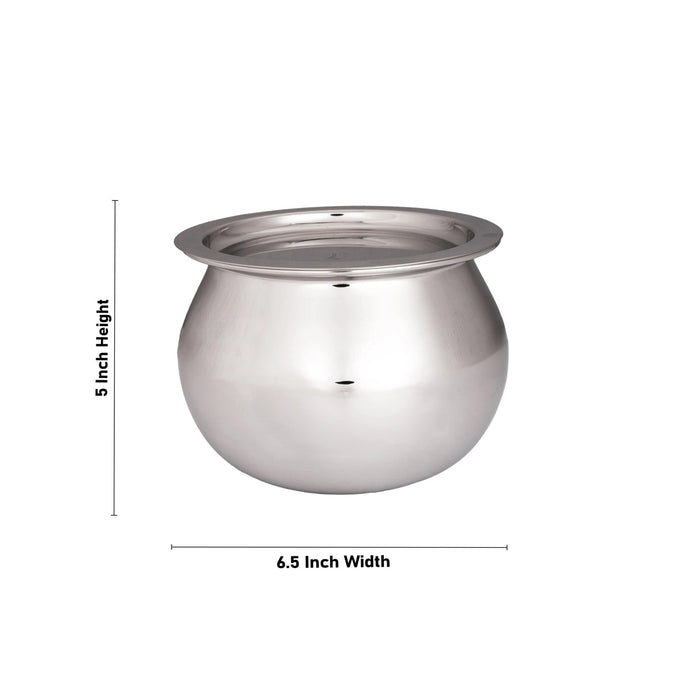 Pot with Lid - 5 x 6.5 Inches | Cooking Pot/ Dal Handi/ Stainless Steel Pot for Home/ 505 Gms Approx