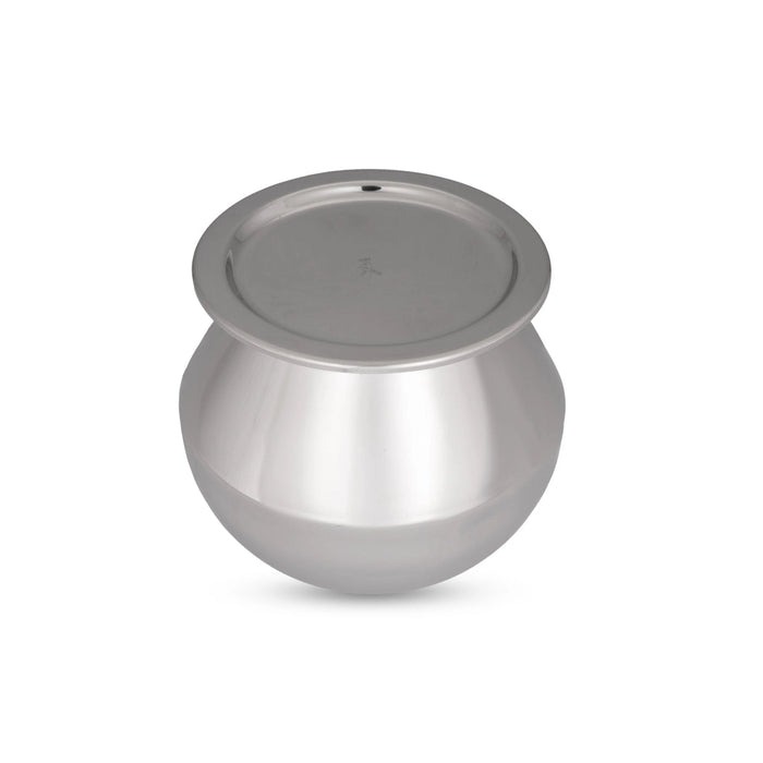 Pot with Lid - 6 x 6 Inches | Cooking Pot/ Pongal Handi/ Stainless Steel Pot for Home/ 535 Gms Approx