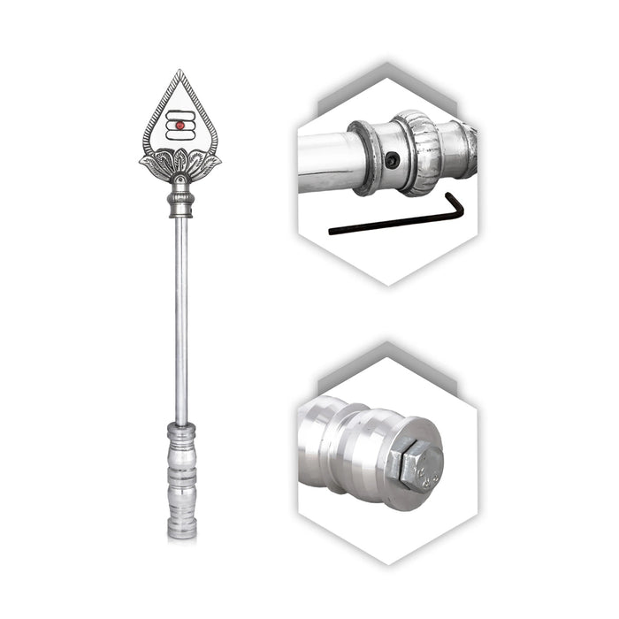 Vel Flag Post - 13 X 2 Inches | Aluminium Murugan Vel Flag Post/ Car Flag Post Vel For Car Decor