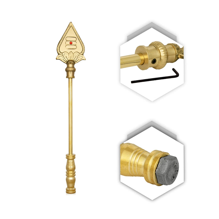 Vel Flag Post - 16.5 X 3 Inches | Lord Murugan Vel Brass Flag Post/ Car Flag Post Vel For Car Decor