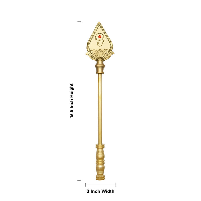 Vel Flag Post - 16.5 X 3 Inches | Lord Murugan Vel Brass Flag Post/ Car Flag Post Vel For Car Decor