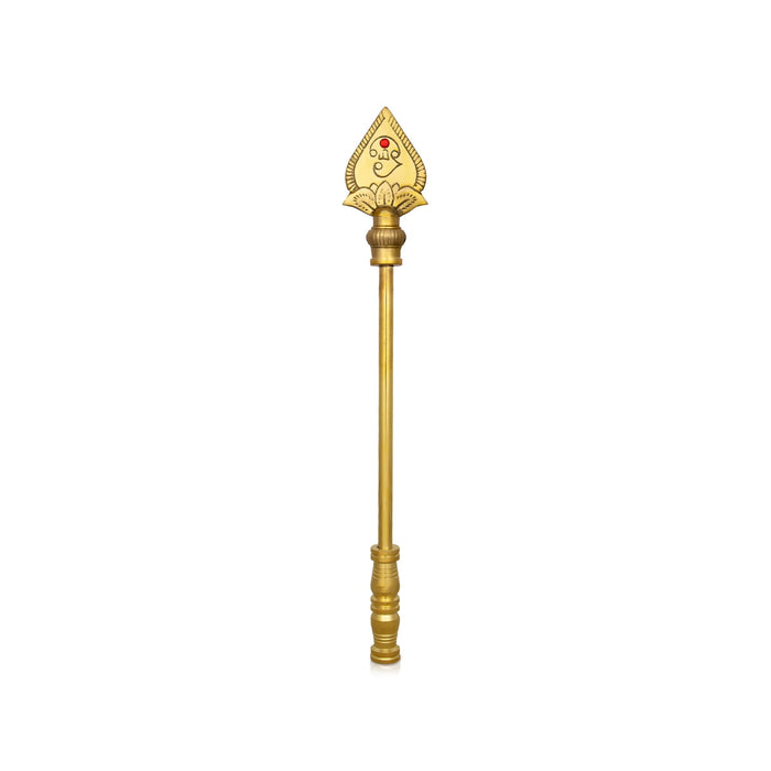 Vel Flag Post - 13 X 2 Inches | Lord Murugan Vel Brass Flag Post/ Car Flag Post Vel For Car Decor