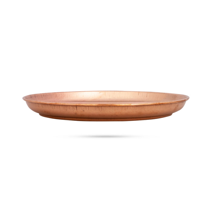 Copper Plate - 0.5 x 5 Inches | Halwa Beading Design Plate/ Pooja Thali For Pooja