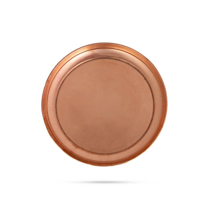 Copper Plate - 0.5 x 5 Inches | Halwa Beading Design Plate/ Pooja Thali For Pooja