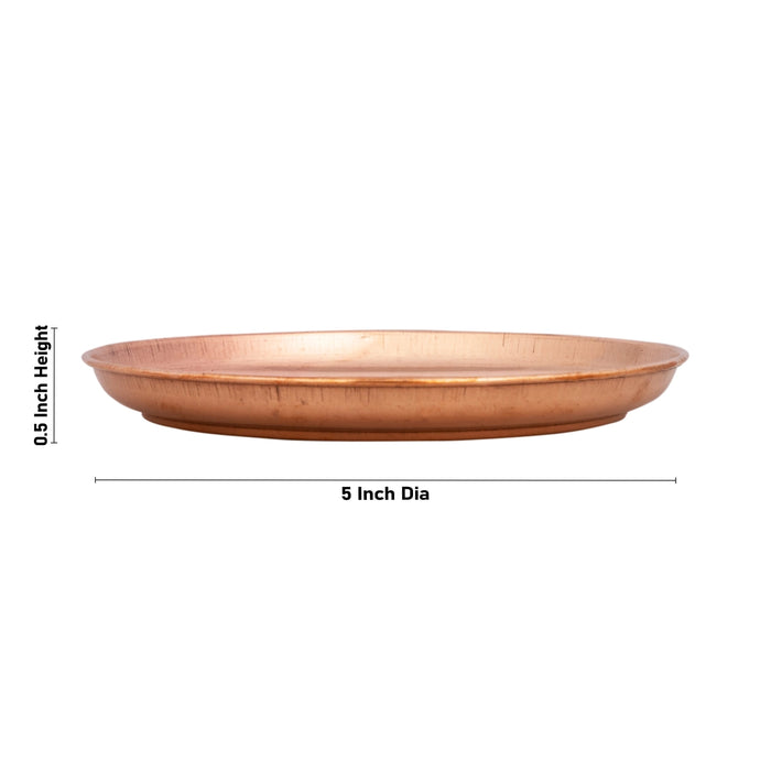 Copper Plate - 0.5 x 5 Inches | Halwa Beading Design Plate/ Pooja Thali For Pooja
