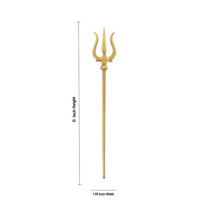 Trishul - 11 x 1.75 Inches | Brass Soolam/ Brass Astras for Deity
