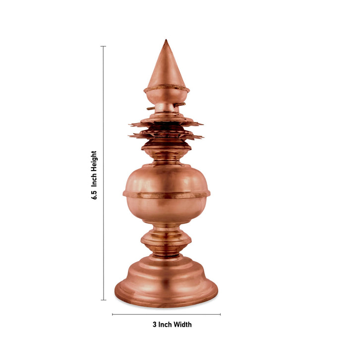 Temple Kalash - 6.5 x 3 Inches | Temple Top Kalash/ Copper Temple Gopura Kalasam