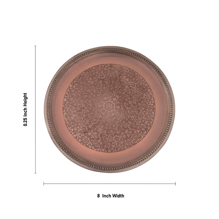 Copper Plate - 0.25 x 8 Inches | Pooja Thali Plate/ Pooja Plate for Home