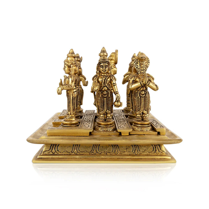 Nav Grah Murti With Peedam Set - 5.5 x 1.5 Inches | Brass Idol/ Navagraha Idol/ Navgrah Murti for Pooja
