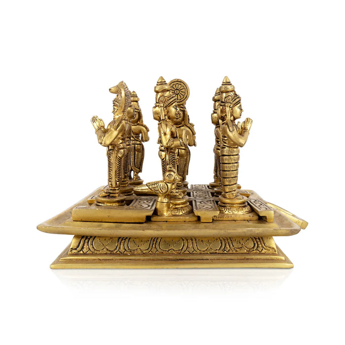 Nav Grah Murti With Peedam Set - 5.5 x 1.5 Inches | Brass Idol/ Navagraha Idol/ Navgrah Murti for Pooja